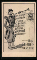 Künstler-AK H. Zahl: Französischer Soldat Ohne Stiefel, Propaganda 1. Weltkrieg  - Weltkrieg 1914-18