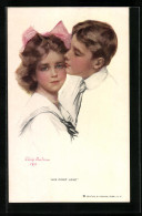 Künstler-AK Philip Boileau: Junge Küsst Seine Kleine Freundin His First Love  - Boileau, Philip