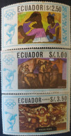 OH) 1967 ECUADOR,  SUMMER OLYMPICS, MEXICO CITY, TWO WOMWN BY RIVERA,  WORKERS BY JOSE OROZCO,  NEW DEMOCRACY BY SIQUEIR - Equateur