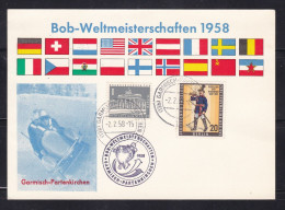 Germany - 1958 Souvenir Card World Bobsleigh Championships Garmisch - Partenkirchen - Briefe U. Dokumente