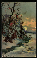 Künstler-AK Theodor Guggenberger: Kleines Reh In Der Winterlichen Landschaft  - Guggenberger, T.