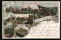 Lithographie Dürkheim A. H., Limburg, Madenburg, Hardenburg, Maxburg  - Bad Duerkheim