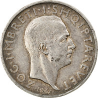 Monnaie, Albania, Zog I, Frang Ar, 1937, Rome, TTB+, Argent, KM:18 - Albanien