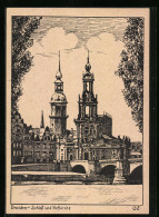 Künstler-AK Dresden, Darstellung Von Schloss Und Hofkirche  - Dresden