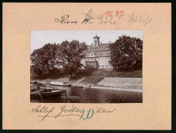 Fotografie Brück & Sohn Meissen, Ansicht Riesa A. Elbe, Elbpartie Mit Blick Auf Das Schloss Gröba, Hausboot  - Places