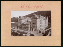 Fotografie Brück & Sohn Meissen, Ansicht Karlsbad, Blick Auf Das Neue Schulgebäude In Der Habsburger Strasse  - Orte