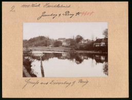 Fotografie Brück & Sohn Meissen, Ansicht Zinnberg, Blick Auf Den Ort Mit Haus Lysium Und Hängebrücke  - Orte