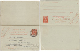 ENTIER POSTAL CPRP SEMEUSE 10C DATE 537 BAS RHIN 1924 STRASBOURG 3 REPONSE ATTENANTE NEUVE SCANS RECTO ET VERSO PLI EN C - 1921-1960: Modern Period