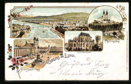 Lithographie Linz, Pöstlingberg, Mariendom, Franz-Josef-Platz  - Autres & Non Classés