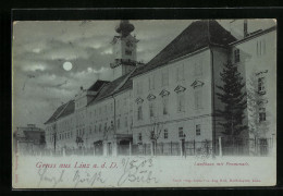 Mondschein-AK Linz A. D. D., Landhaus Mit Promenade  - Sonstige & Ohne Zuordnung