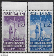 1950 Italia Radiodiffusione 2v. Bfc MNH Sassone N. 623/24 - 1946-60: Nuevos