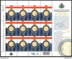 2008 San Marino, Centenario Fondazione Inter, Minifoglio Di 12 Valori - MNH** - Blocks & Kleinbögen