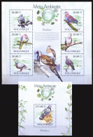 Natural Environment Of Pigeons, Birds, Mozambique 2010 MNH SS+MS - Duiven En Duifachtigen