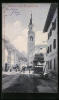 Cartolina Cortina D`Ampezzo, Strasse Mit Kirchblick  - Sonstige & Ohne Zuordnung