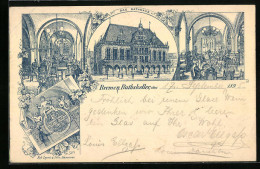 Vorläufer-Lithographie Bremen, Ratskeller Mit Rathaus 1895  - Bremen