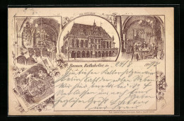 Vorläufer-Lithographie Bremen, Rathaus Mit Ratskeller 1894  - Bremen