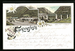 Lithographie Franzensfeste, Bahnhof, Hohe Brücke  - Other & Unclassified