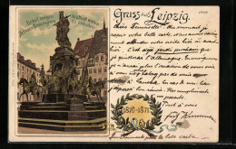 Lithographie Leipzig, Denkmal 1870-71  - Leipzig