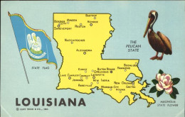 71321590 Monroe_Louisiana Uebersichtskarte Pelikan Flagge - Otros & Sin Clasificación