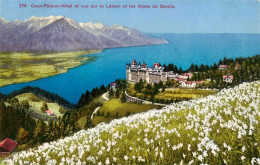 13960432 Leman_Lac_Genfersee Caux Palace Hotel Et Vue Sur Le Leman Et Les Alpes  - Autres & Non Classés