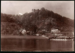 Fotografie Brück & Sohn Meissen, Ansicht Klipphausen B. Meissen, Blick Zum Elbgasthof Und Schloss, Elbedampfer  - Places