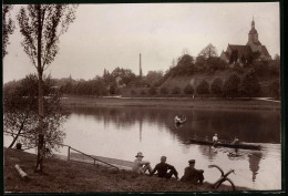 Fotografie Brück & Sohn Meissen, Ansicht Nerchau / Mulde, Muldenpartie Mit Ruderboot Fähre Und Anker Am Ufer  - Lieux