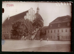 Fotografie Brück & Sohn Meissen, Ansicht Mühlberg, Neustädter Markt M. Gasthof Zum Goldenen Löwen, Kirche  - Lieux