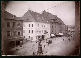 Fotografie Brück & Sohn Meissen, Ansicht Eger, Markt Mit Kaiser Josef - Denkmal  - Lieux