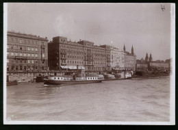 Fotografie Brück & Sohn Meissen, Ansicht Budapest, Blick Auf Das Hotel Hungaria Mit Dampfschiff  - Places