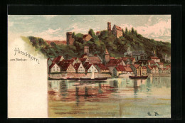 Lithographie Hirschhorn, Teilansicht Mit Dem Neckar  - Autres & Non Classés