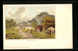 Lithographie Bad Kreuth, Hütte Vor Der Ortschaft  - Autres & Non Classés