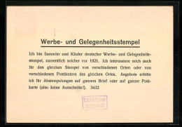 AK Hamburg, Georg Jacoby, Sammler Von Werbe- Und Gelegenheitsstempeln, Magdalenenstr. 41, Ganzsache  - Cartes Postales