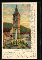 Lithographie Judenburg, Stadtthurm Im Letzten Tageslicht  - Other & Unclassified