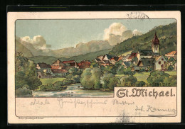 Lithographie St. Michael, Panoramablick Auf Die Ortschaft  - Autres & Non Classés