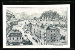 Künstler-AK Salzburg, Hotel Österreichischer Hof Und Stadtansicht  - Sonstige & Ohne Zuordnung