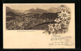 Lithographie Berchtesgaden, Ortsansicht Aus Der Vogelschau  - Berchtesgaden