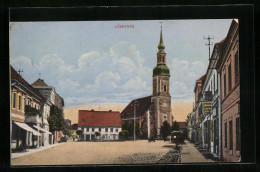 AK Lübbenau, Ortspartie Mit Kirche  - Luebbenau