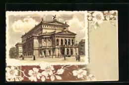 Lithographie Frankfurt A. M., Opernhaus Mit Passanten  - Frankfurt A. Main