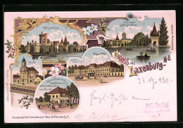 Lithographie Laxenburg, Franzensburg, Gasthaus Radfahrerheim Und Cafe Im Schlosspark, Kirche  - Other & Unclassified