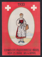 Stick-AK Basel, Schweizer Mustermesse Vom 25. März Bis 4. April 1933, Ausstellung, Junge Dame In Tracht  - Sonstige & Ohne Zuordnung
