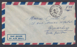 France 1954 French Army T.O.E Used 1954 Airmail Cover Military, Militaria, To Hospital, Pondicherry, Inde, India, Post - Lettres & Documents