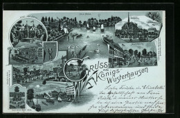 Lithographie Königs-Wusterhausen, Restaurant Zum Jagdschloss, Neue Mühle, Marwitz, Partie Am Notte Kanal  - Wusterhausen