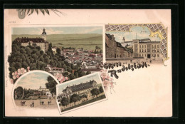 Lithographie Rudolstadt, Totalansicht, Rudolsbad, Markt  - Rudolstadt