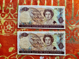 Set Of 2 Banknotes 1$ Dollar NEW-ZEALAND - Queen Elizabeth II - Nuova Zelanda