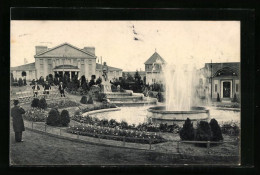 AK Freiberg, Erzgebirgs-Ausstellung 1912, Springbrunnen  - Esposizioni