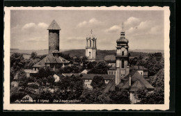 AK Auerbach I. Vgtld., Die Drei Wahrzeichen  - Auerbach (Vogtland)