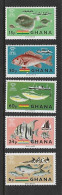 GHANA 1966 POISSONS-BATEAUX  YVERT N°240/244 NEUF MNH** - Fische