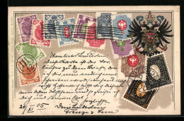 Präge-Lithographie Russland, Briefmarken Und Wappen  - Briefmarken (Abbildungen)