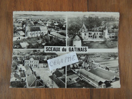 SCEAUX DU GATINAIS - VUE AERIENNE - 4 VUES: CHATEAU, CENTRE BOURG ET EGLISE, MAIRIE ET DISTILLERIE COOPERATIVE - Autres & Non Classés