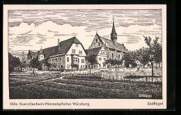 Künstler-AK Würzburg, Exerzitienheim Himmelspforten, Südflügel  - Wuerzburg